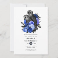 Royal Blue Floral Owls Gothic Bridesmaids Luncheon
