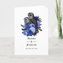 Royal Blue Floral Owls Gothic Wedding
