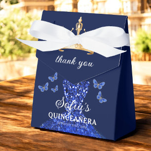 Royal Blue Floral Quinceañera Butterfliegen Geschenkschachtel