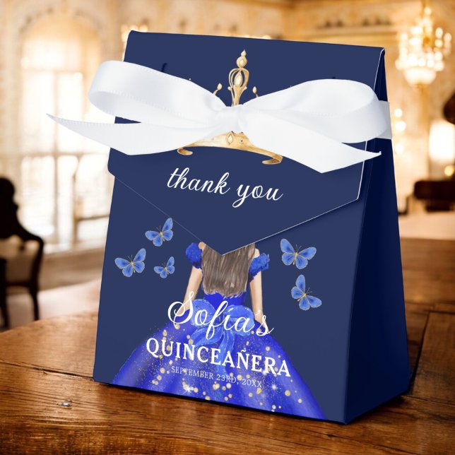 Royal Blue Floral Quinceañera Butterfliegen Geschenkschachtel (Von Creator hochgeladen)