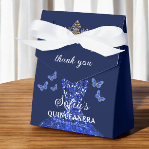 Royal Blue Floral Quinceañera Butterfliegen Geschenkschachtel