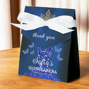 Royal Blue Floral Quinceañera Butterfliegen Geschenkschachtel