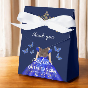 Royal Blue Floral Quinceañera Butterfliegen Geschenkschachtel