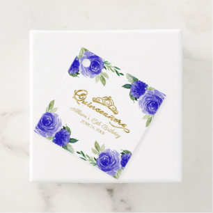 Royal Blue Floral Quinceanera Geschenkanhänger