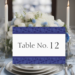Royal Blue Florentine Wedding Table Card Tischnummer