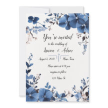 Royal Blue Flowers Hochzeitseinladung