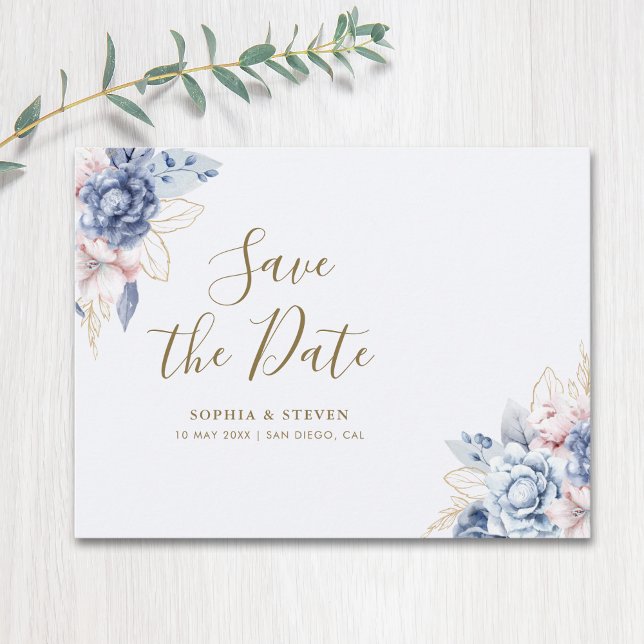 Royal Blue Flowers  Wedding  Postkarte (Von Creator hochgeladen)