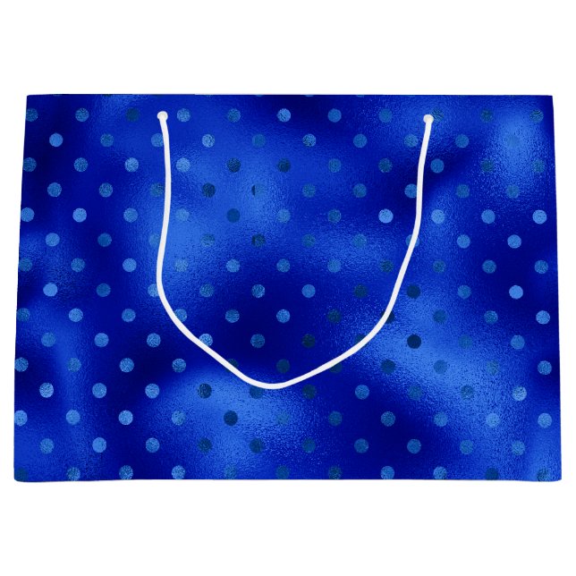 Royal Blue Foil Hanukkah Grosse Geschenktasche Große Geschenktüte (Vorderseite)