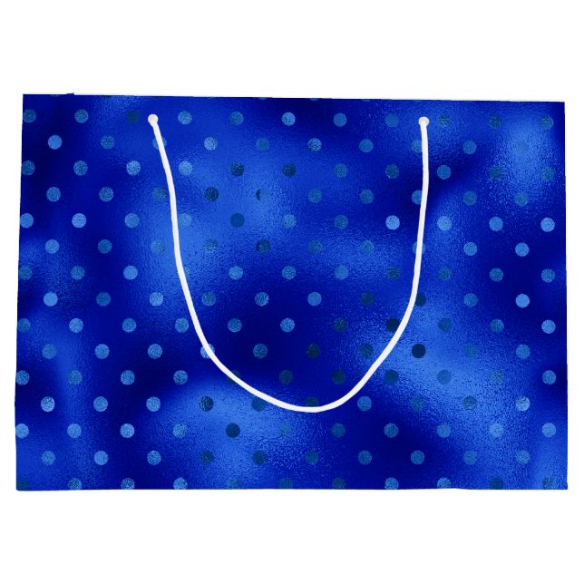 Royal Blue Foil Hanukkah Grosse Geschenktasche Große Geschenktüte (Rückseite)
