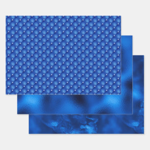 Royal Blue Foil Hanukkah Wrapping Paper Sheets Geschenkpapier Set