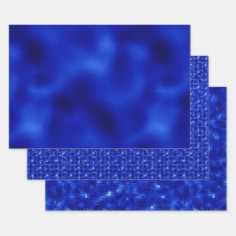 Royal Blue Foil Hanukkah Wrapping Paper Sheets Geschenkpapier Set