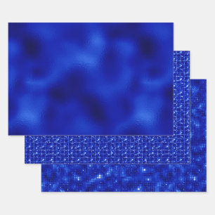 Royal Blue Foil Hanukkah Wrapping Paper Sheets Geschenkpapier Set