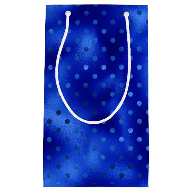 Royal Blue Foil Polka Dot Hanukkah Kleine Geschenktüte (Vorderseite)