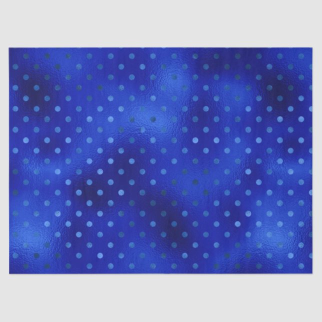 Royal Blue Foil Polka Dot Hanukkah Tissue Paper Seidenpapier (Vorderseite)