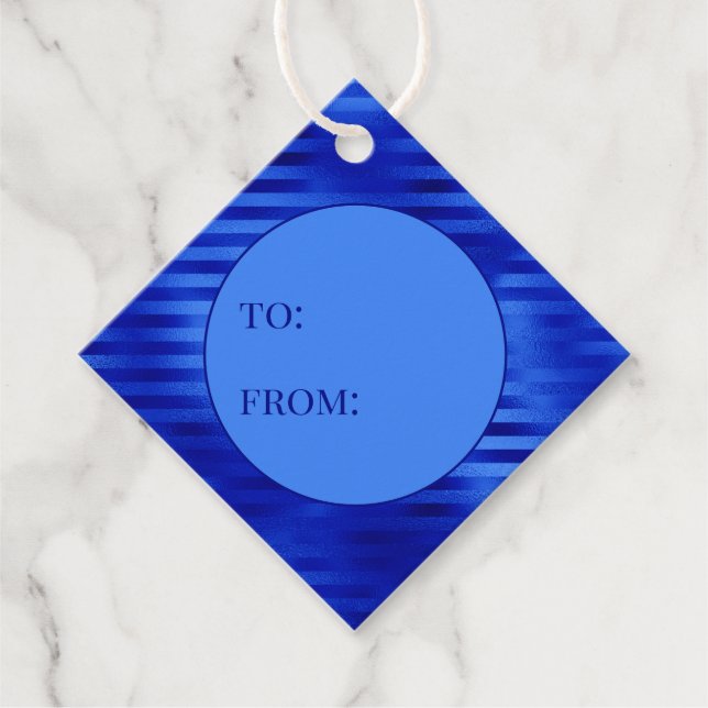 Royal Blue Foil Streifen bis Hanukkah Geschenkanhänger (Vorderseite)