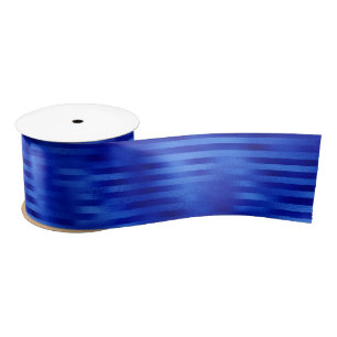 Royal Blue Foil Striping Hanukkah Satin Ribbon Satinband