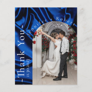 Royal Blue Foto Budget Wedding Danke Karte