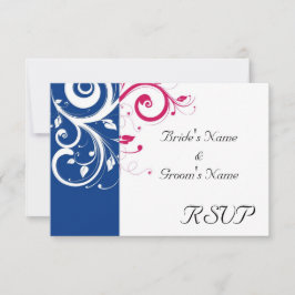 Royal Blue/Fuchsia Swirl Wedding RSVP Antwort