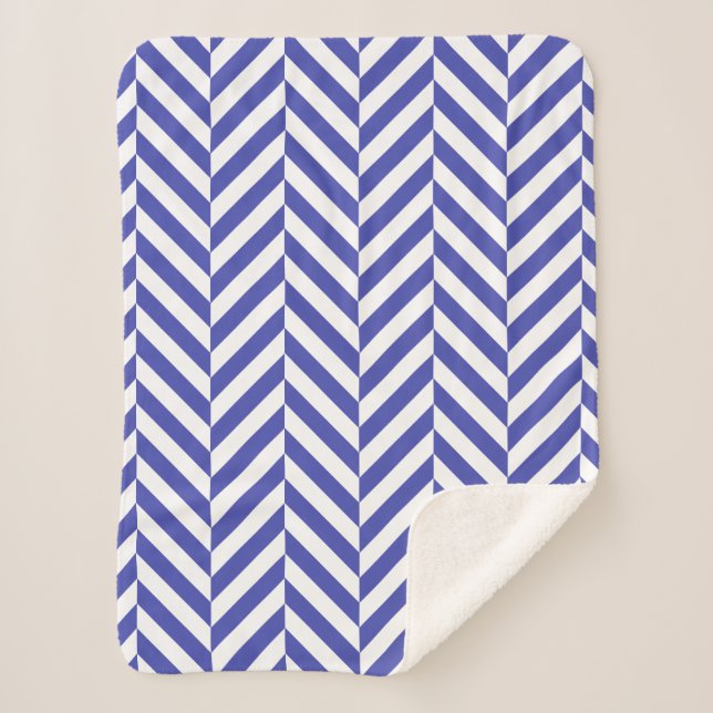 Royal Blue Geometric Herringbone Pattern Sherpadecke (Vorderseite)