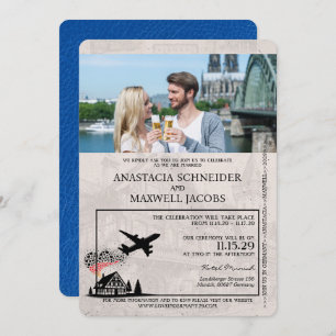 Royal Blue Germany Passport Wedding Einladung