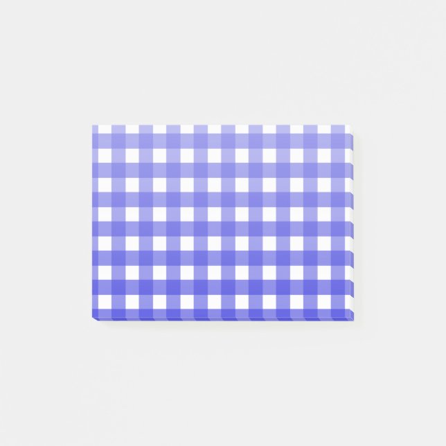 Royal Blue Gingham Post-it Klebezettel (Vorderseite)