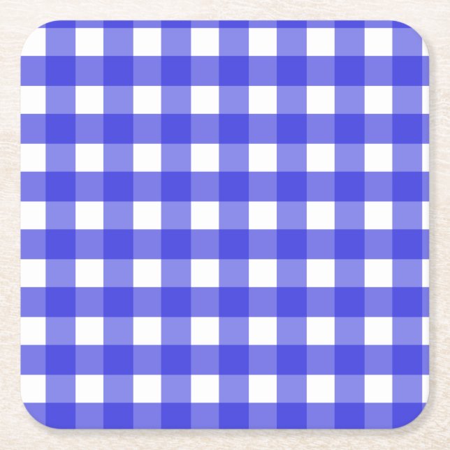 Royal Blue Gingham Rechteckiger Pappuntersetzer (Vorderseite)