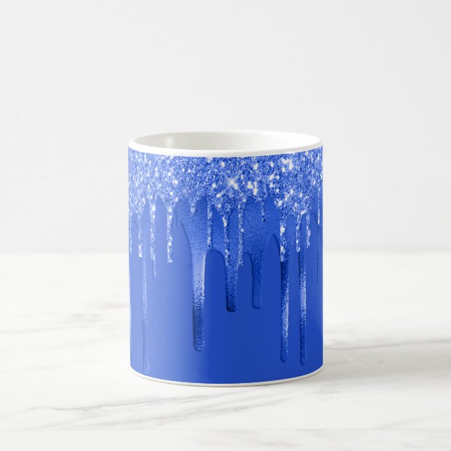 Royal Blue Glitter Drips Kaffeetasse (Mittel)