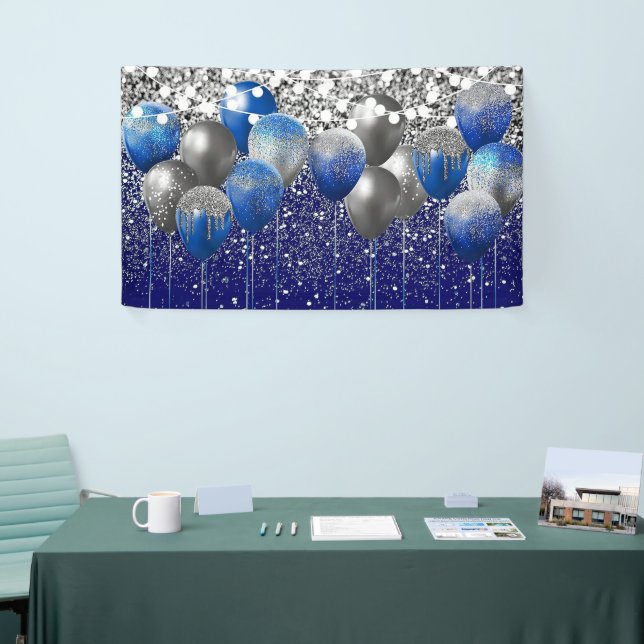 Royal Blue Glitzer Background Geburtstag Banner (Messeveranstaltung)