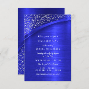 Royal Blue Glitzer Brautparty Birthday Einladung