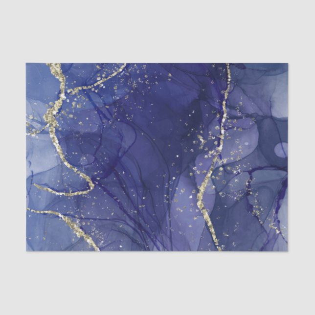 Royal Blue Glitzer Cracked Marble Seidenpapier (Vorderseite)