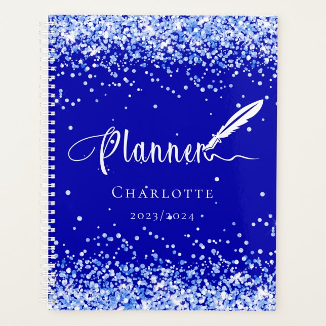 Royal Blue Glitzer Glitzern Name glam 2026 Planer (Vorderseite)