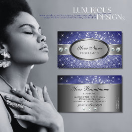 Royal Blue Glitzer Sparkle Stars Visitenkarte
