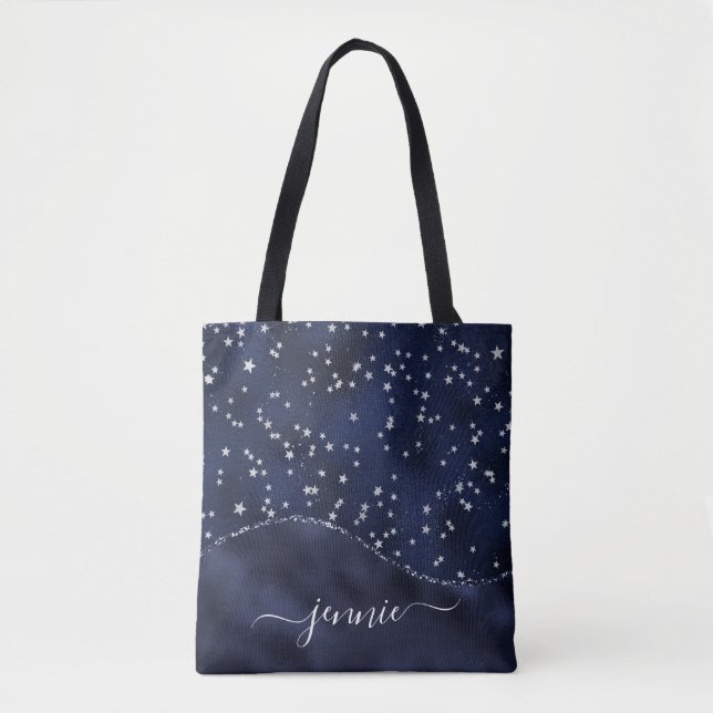 Royal Blue Glitzer Stars Glam Wave Personalisiert (Vorderseite)
