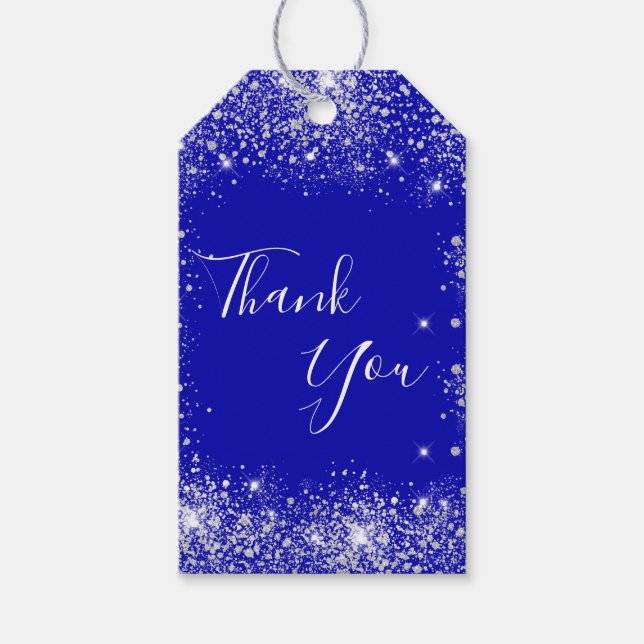Royal Blue Glitzer Staub monogram vielen Dank Geschenkanhänger (Vorderseite)