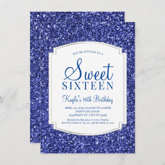 Royal Blue Glitzer Sweet 16 Einladungen