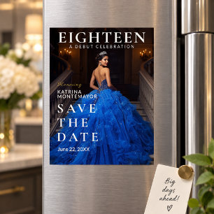 Royal Blue Gold 18. Geburtstag Save the Date Magne Magneteinladung