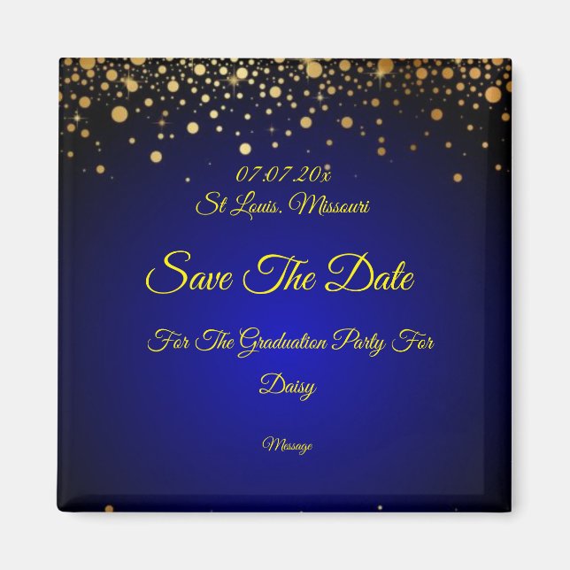 Royal Blue Gold Abschluss speichern das Date Magne Magnet (Vorne)