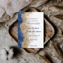 Royal Blue Gold Abstract  Luxury Formal Wedding