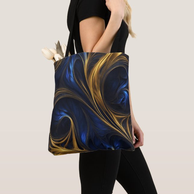 Royal Blue Gold Abstrakt Swirl (Von Nahem)