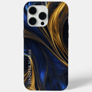 Royal Blue Gold Abstrakt Swirl Case-Mate iPhone Hülle