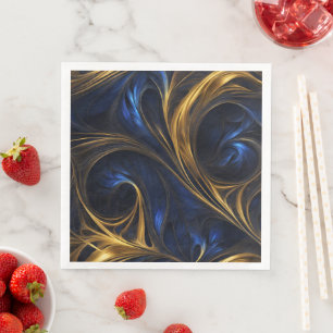 Royal Blue Gold Abstrakt Swirl Serviette