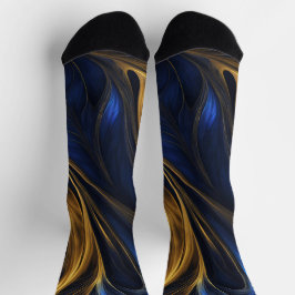 Royal Blue Gold Abstrakt Swirl Socken