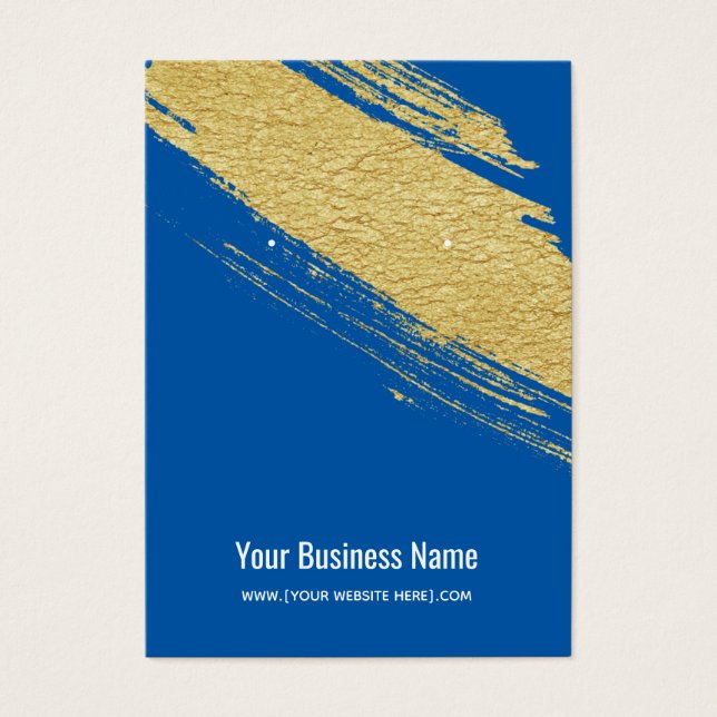 Royal Blue Gold Brush Earring Display Cards (Vorderseite)