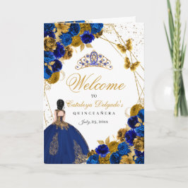 Royal Blue & Gold Butterfly Quinceanera Programm
