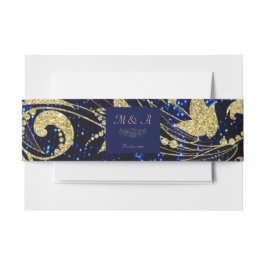 Royal Blue Gold Butterfly Wedding Einladungsbanderole