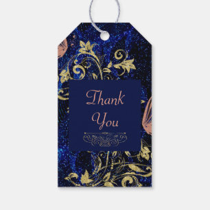 Royal Blue Gold Butterfly Wedding Geschenkanhänger