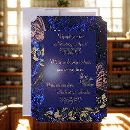 Royal Blue Gold Butterfly Wedding Save the Date