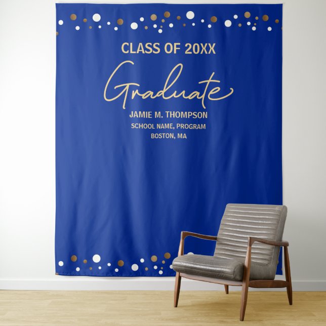 Royal Blue Gold Class Grand Backdrop Abschluss Wandteppich (Beispiel)