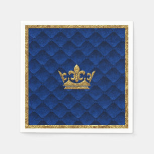 Royal Blue & Gold Crown Elegante Royal Storybook Serviette