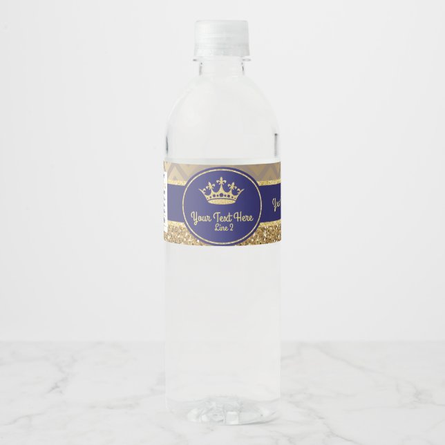 Royal Blue Gold Crown Water Flasche Label/ Wrapper Wasserflaschenetikett (Vorderseite)